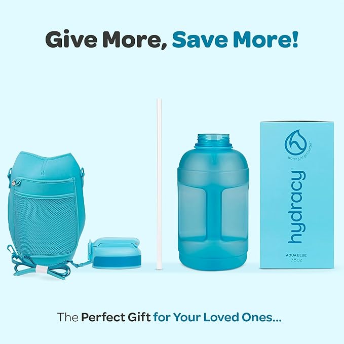 Hydracy Water Bottle with Time Marker -Large BPA Free Water Bottle & No Sweat Sleeve -Leak Proof Gym Bottle with Fruit Infuser Strainer & Times to Drink -Ideal for Fitness Sports & Outdoors