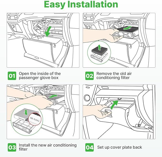2-Pcs Cabin Air Filter for Toyota Camry, Corolla, 4Runner, Sienna, Tundra, RAV4, Lexus RX350, NX300, Subaru Legacy, Outback Car Replacement for CF10285 Essential Automotive Accessories