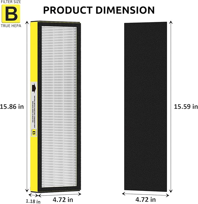 FLT4825 HEPA Filter B Replacement for Guardian Technologies AC4825E AC4300 AC4900 AC4850 Air Purifiers – 3 True HEPA Filters & 9 Carbon Filters, HEPA Pure Version