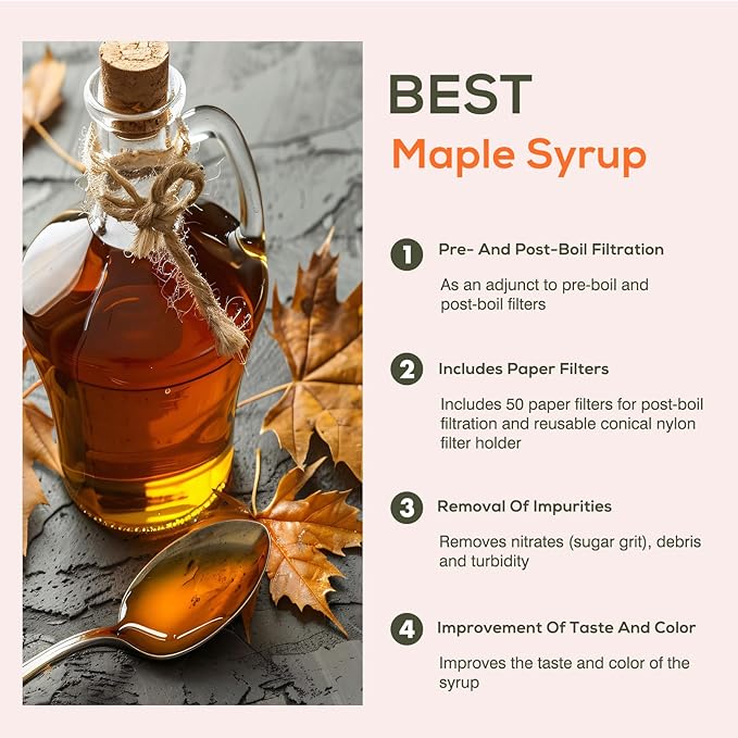 100PCS 10” Fryer Oil Filters, Deep Fryer Oil Cone Filter Filters with Folding Arms to Attach to Deep Fryers, Maple Syrup Grease Filter Cones, for Longer-Lasting Frying Oil & Maple Syrup