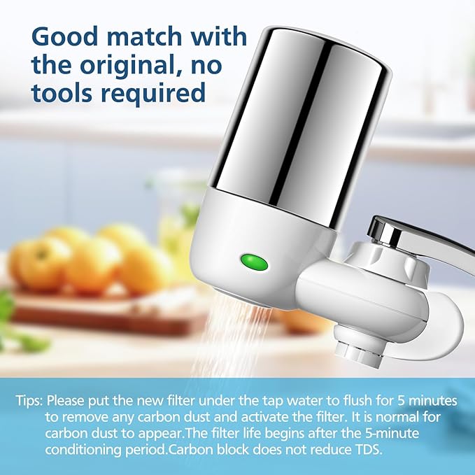 2-pack Faucets Filter Cartridge Replacement, Compatible with Brita® Faucet Water Filtration System, Brita® 36311, 36313, FR-200, FF-100, Silver