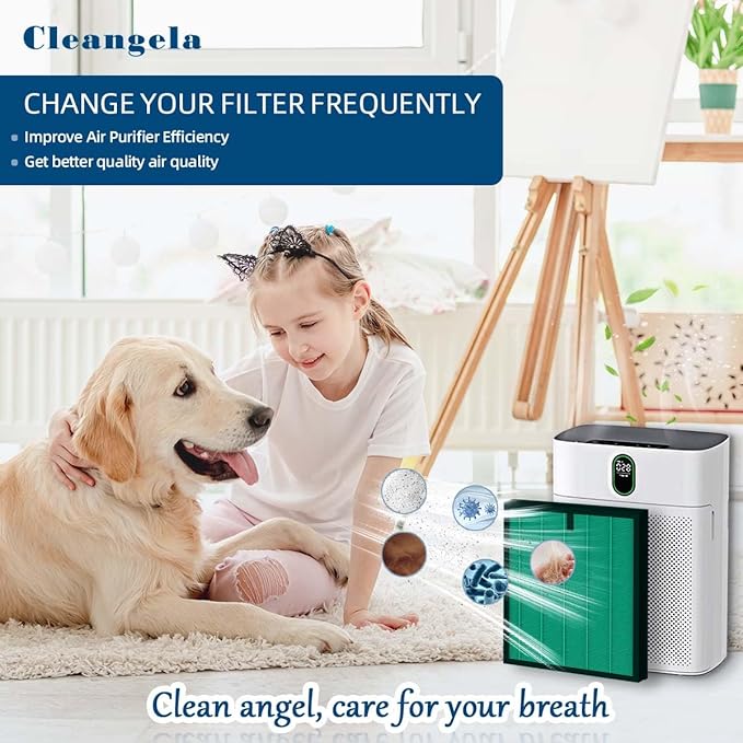 4 Pack HY4866 Air Purifier Replacement Filter Compatible with MORENTO HY4866 WESTHEY HY4866 Air Purifier and YIOU M1 Air Cleaner Pet Dander Version HY4866 Replacement Filter Green