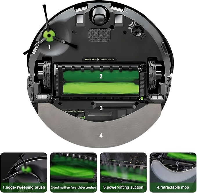 Replacement Parts Specific for R-oomba Combo 10 max j9+ j7+/Plus Robot Vacuum Cleaner,Accessories Inclue 2 set Roller Brushes,4 Filters,4 Microfiber Mopping Pad,8 Side Brushes,6 Dust bags