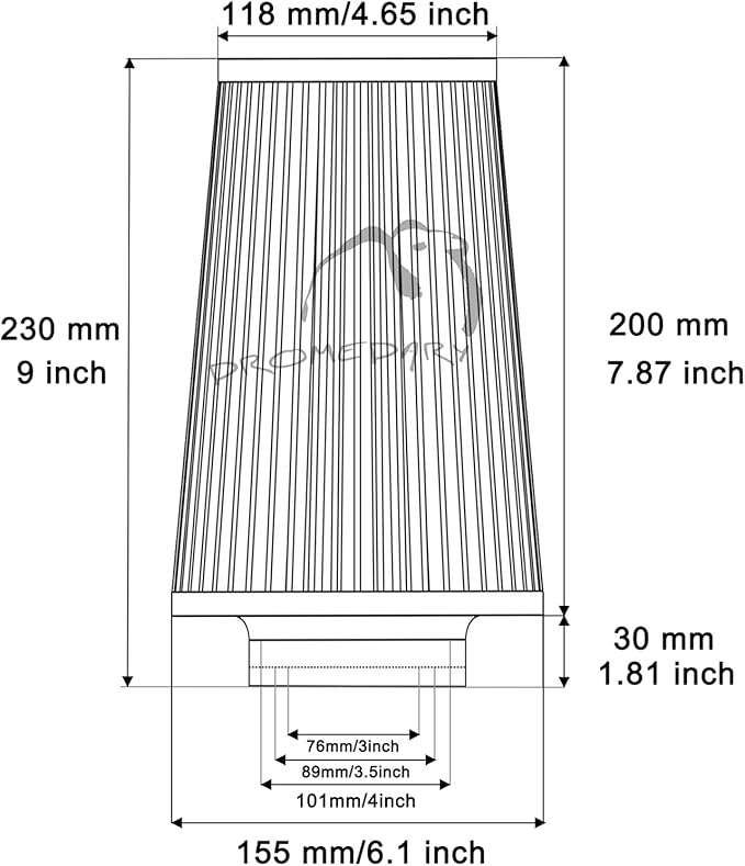 Dromedary Red 3 3.5 4 inch Universal Cold Air Intake Filter 76mm 89mm 101mm