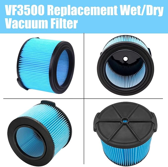 ANBOO 4 Pack VF3500 Replacement Filters for Ridgid Shop Vac 3-4.5 Gallon Wet/Dry Vacuum Cleaners + 2 Pack VF3501 Vacuum Filter Bags Compatible with Shop Vac 3-4.5 Gallon Vacuums