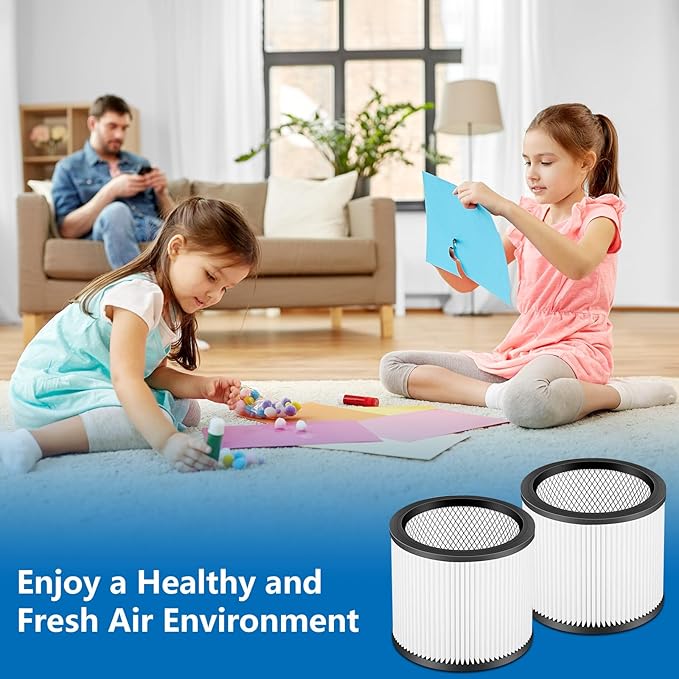 90304 Vacuum Filter Replacement Parts Compatible with Shop Vac 90304 90350 90333, Fits Most 5 Gallon Up Wet Dry Vacuum Cleaner. Part # 90304, 90585 (2PCS)