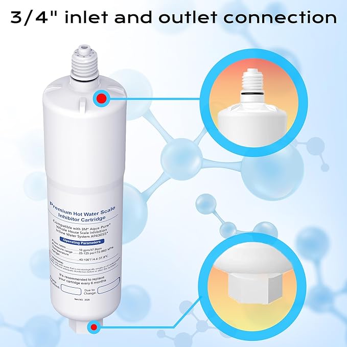 AP431 AP430SS Whole House Scale Inhibitor Filter, Prevent Scale Build Up On Hot Water Heaters, Pipes and Boilers, 1 Count