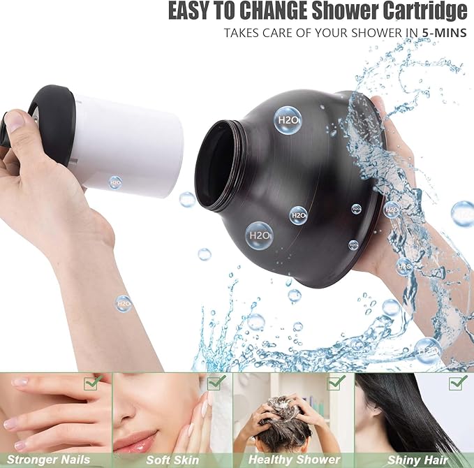 SonTiy Filtered Shower Head, All Metal Shower Filter Head For Hard Water Removes Chlorine, Improve Hair Skin, Adjustable High Pressure Water Softener Showerhead, 6 Inch, Oil Rubbed Bronze