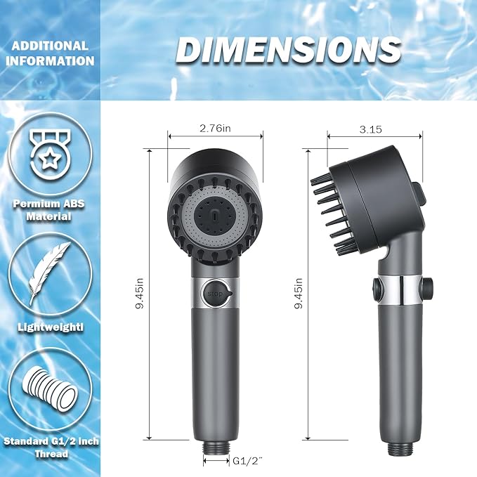 Filtered Handheld Shower Head-High Pressure with 4 Spray Modes,Hard Water Filter for Softer Skin & Hair,ON/OFF Pause Switch, With 79" Stainless Steel Hose,Bracket,4 cartridges, Bath Loofah