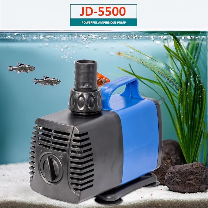 1455 GPH Submersible Pump(5500L/H,55W) Ultra Quiet Adjustable Amphibious Internal External Water Pump for Pond,Aquarium,Fish Tank,Fountain,Hydroponics,Statuary,Sump Pump - 1 Pc