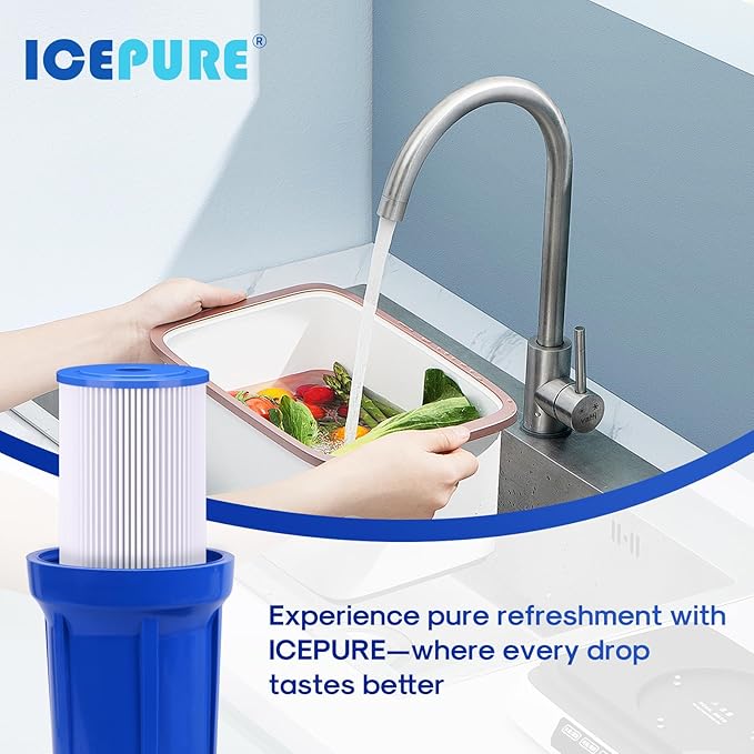 ICEPURE 20" x 4.5" Whole House Pleated Sediment Filter for Well Water,Remove Rust,Chlorine, Replacement Cartridge for ECP5-BB, AP810-2, HDC3001, SPC-45-1005, CP5-BB, ECP1-20BB, S1-20BB,R30-20BB,2Pack