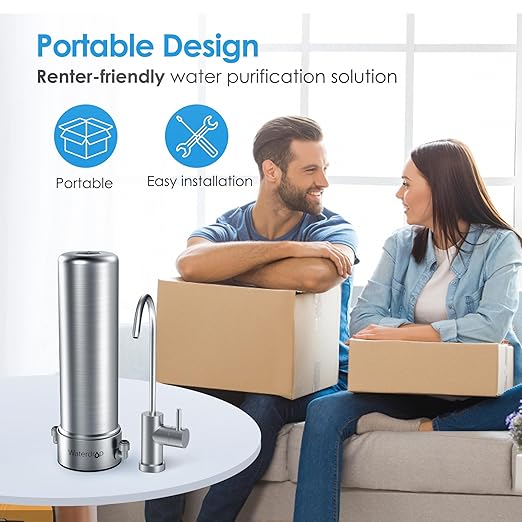 Waterdrop BS13 Under Sink Water Filter, 6 Stage Stainless Steel, Reduce PFAS, PFOA/PFOS, Lead, Chlorine, Bad Taste & Odor, No Drilling Required, NSF/ANSI 42 Certified, Included A New Faucet