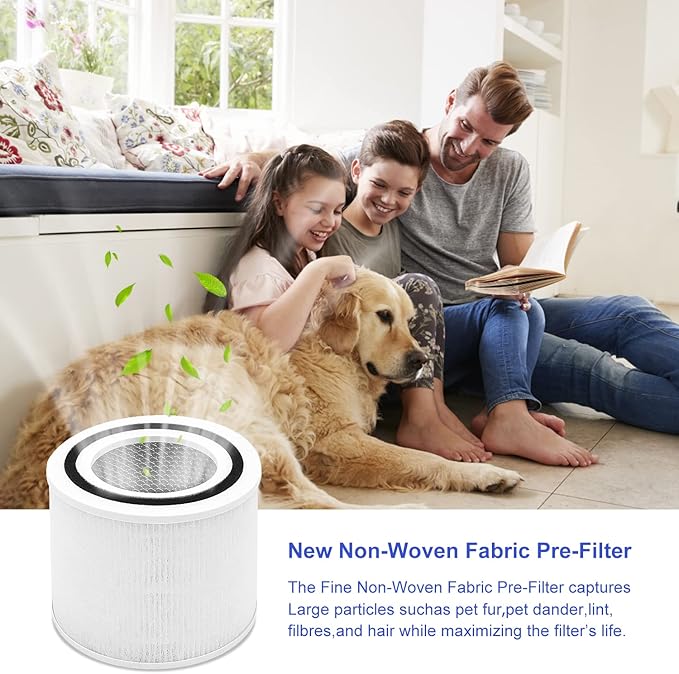 2 Pack Replacement Filtes Air Purifier for LEVOIT Core P350 P350-RF, 3-in-1 True Filter with Activated Carbon & ARC Formula, Odor Eliminator for New Fine Non-Woven Fabric Pre-Filter, White