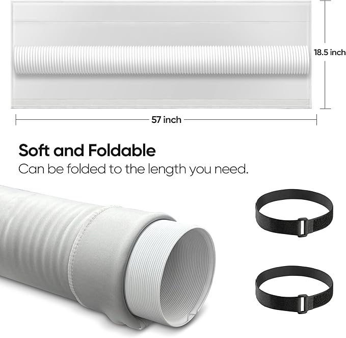 Air Conditioner Hose Cover Wrap, Heat Insulated AC Hose Cover, Easy Installation, Universal Fit for 5" & 5.9" Diameter Exhaust Hoses Tube