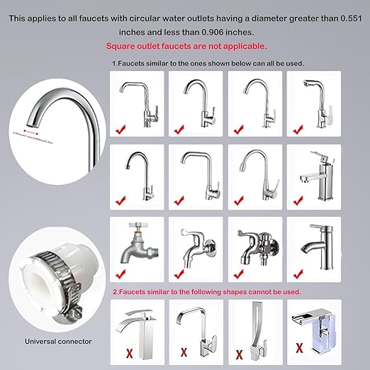 Kitchen Faucet Filter, 360° Rotating for Household Kitchen tap Water, Splash-Proof and Pressure-Increasing Filter for Sink Faucet, Shower Head. (Short Style-2)