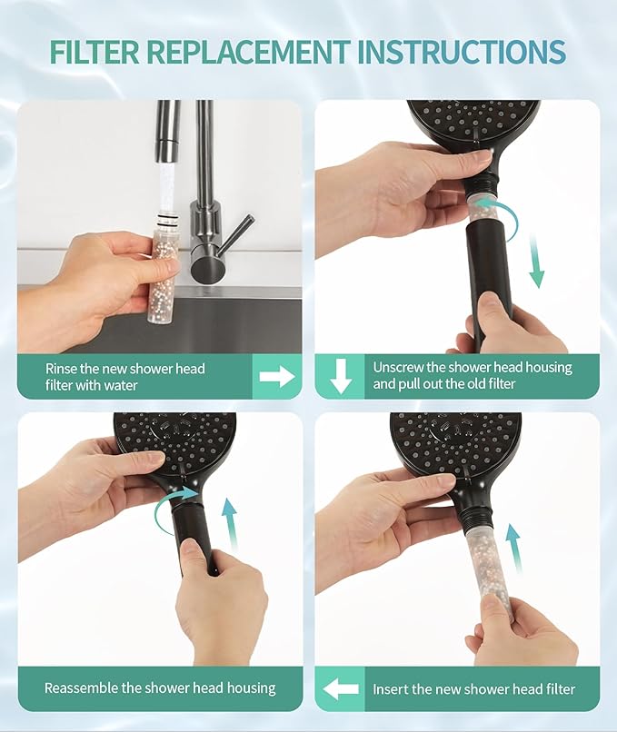 SR SUN RISE Shower Filter for Handheld Shower Head, 4 Pack Replacement Filters for Hard Water Remove Chlorine and Harmful Substances