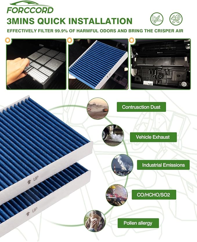 Cabin & Engine Air Filter Fits for Toyota Camry 2018 2019 2020 2021 2022 2023 2024 (3.5L/2.5L) Activated Carbon Cabin Filter Replacement CA12377 CF12157 (Not for Hybrid!)