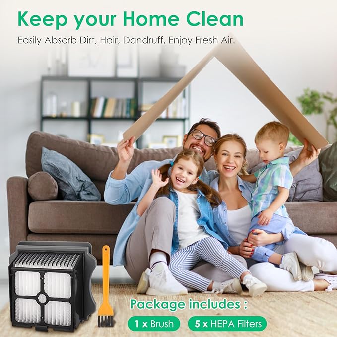 5 Pack Filter Replacement for Tineco iFloor 3, Floor ONE S3, Floor ONE S5, Floor ONE S5 Pro Cordless Wet Dry Vacuum Cleaner, Vacuum Filter Replacement, Replacement Parts for Tineco S3