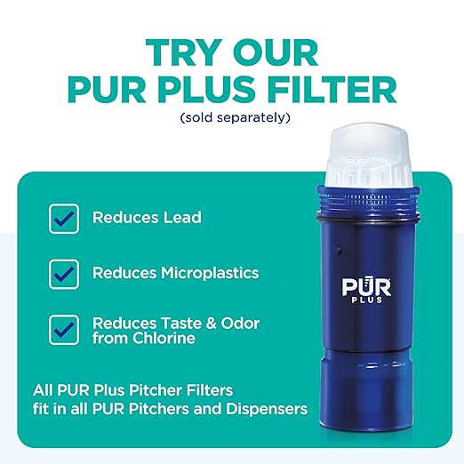 PUR Water Filter Pitcher Slim Design 8 Cup Capacity with 1 Filter, Dishwasher Safe, Faster Filtration, Water Purifier for Cleaner, Great Tasting Water, Ideal for Compact Space, Dorm Room, Tangerine
