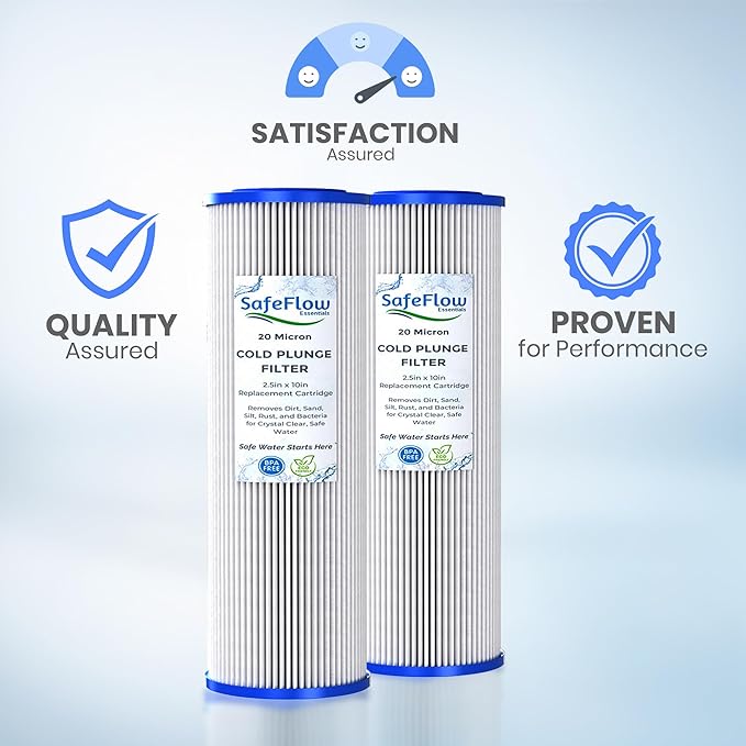 10in Ice Bath Chiller Filters 20 Micron 10" x 2.5" Water Filter Replacement Cartridge – Fits Ice Pod Cold Plunge Water Chiller, Cold Plunge Filters, Water Filter for Cold Plunge (6)