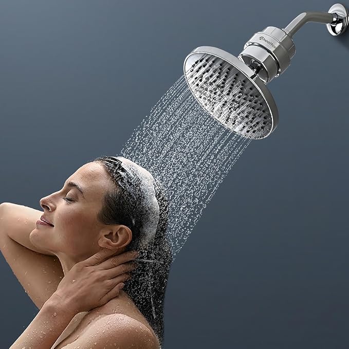 Wheelton Shower Filter - Upgraded Compressed Carbon Shower Head Filter for Hard Water, Remove Chlorine Fluoride, Heavy Metals, Chemicals to Revitalize Dry Itchy Skin (WS1)