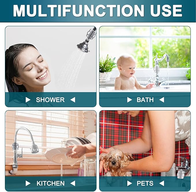 Cenipar 20 Stage Shower Filter Replacement Shower Cartridge Filter, Shower Head Filter Refill with Vitamin C Shower Head Replacement Filter for Hard Water 4 Pack