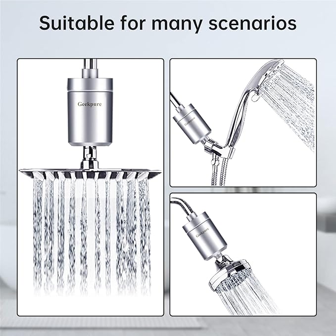 Geekpure 5-stage Shower Filter Reduces Chlorine Odor Rust - Improves Skin Hair Condition