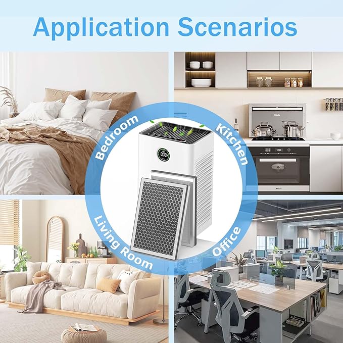 JF260 Replacement Filter Compatible with JF260 JF260S Air Purifier and AP1273 Air Purifier, 3-in-1 Filtration System H13 True HEPA Filter Activated Carbon Filter, JF260-RF Silver 4 Pack