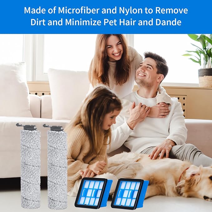 3882 Crosswave OmniForce Replacement Roller & Filters Compatible for Bissell Wet Dry Vacuum Cleaners (Models 3882/3883/3967F/3970F) - 4 Filters, 2 Rollers & 1 Cleaning Brush Included