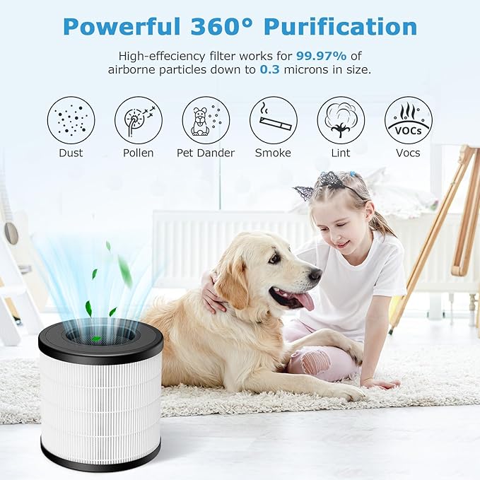 PU-P05/AC201B True HEPA Replacement Filter for FULMINARE PU-P05 Air Purifier and Purivortex AC201B Air Purifier, 3-in-1 H13 True HEPA Air Filters for Dust Smoke Pollen, 2-Pack(Not fit for T10)