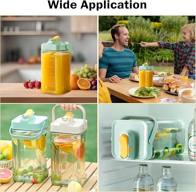 120 oz Cold Water Bottle, Clear Plastic Kettle with Lid, BPA-Free & Shatter-Resistant Refrigerator Pitcher, Perfect for Iced Tea, Sangria, Lemonade, Juice, Milk & More (Orange)