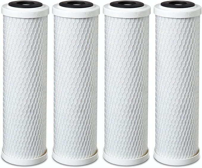 4-Pack Universal 10 Inch Carbon Block Filter Compatible for Whole House Filter Systems Replaces CBC-10, GE FXWTC, WFPFC8002 & WFPFC9001, D-10A & D-10, Whirlpool WHCF-WHWC