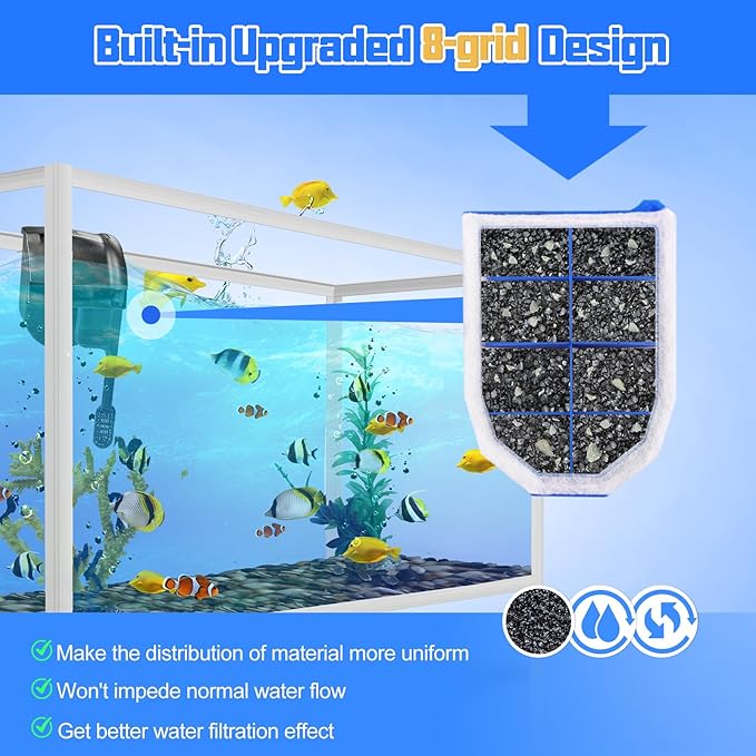 9 Pack Carbon Filter Large Compatible with Tetra Whisper EX30/EX45/EX70 Filters, Replacement Filter Cartridges Compatible with Whisper EX30/EX45/EX70 Filters