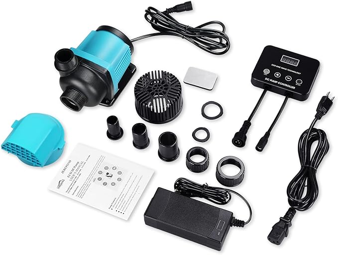 1850GPH Aquarium Return pump with LCD display controller, 55W DC 24V aquarium pump for saltwater freshwater aquarium,fish tank,sump,20 speeds ECO Quiet Submersible and inline pump.