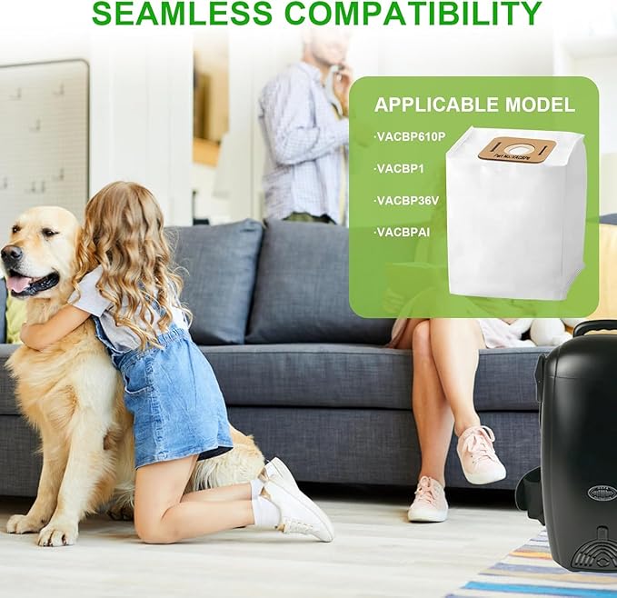 5 Pack Replacement VACBP6 HEPA Filter Bags for Atrix Ergo 8 Quart Backpack Vacuum, Replace Part VACBPAI VACBP1 VACBP36V Backpack Vacuum Bags