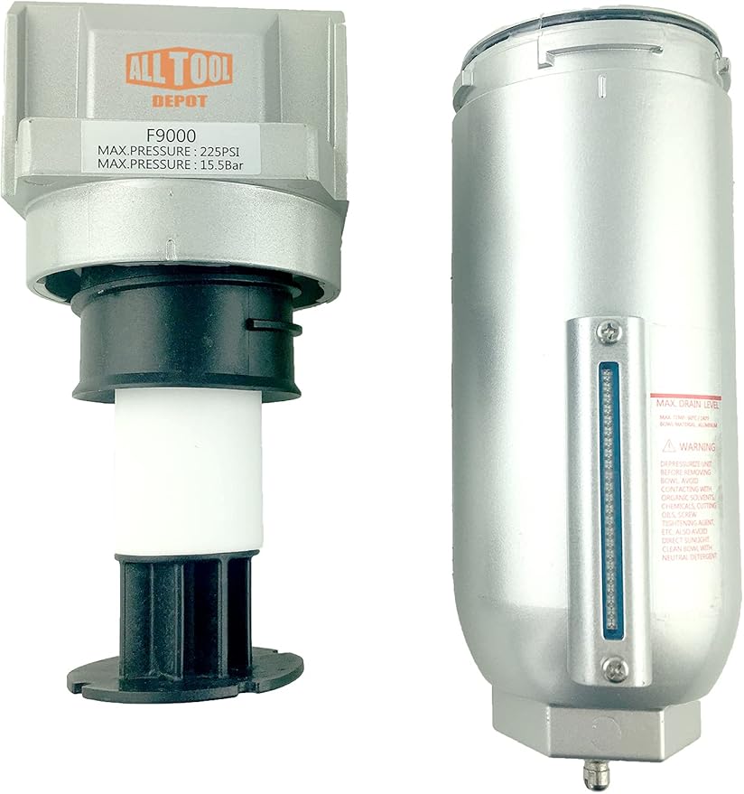 3/4" NPT SUPER DUTY Industrial Grade Particulate Filter/Water Trap For Air Compressor Compressed Air Lines, 5u With Metal Bowl (MANUAL DRAIN)