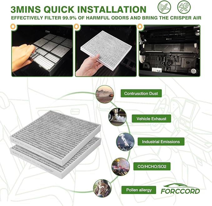 2-Pack Rear Cabin Air Filter Fits for Kia Carnival 2022-2025 2026 3.5L Activated Carbon Cabin Filter Replacement 97133-R0500 Accessories (Installed Rear Position, Not the Front!)