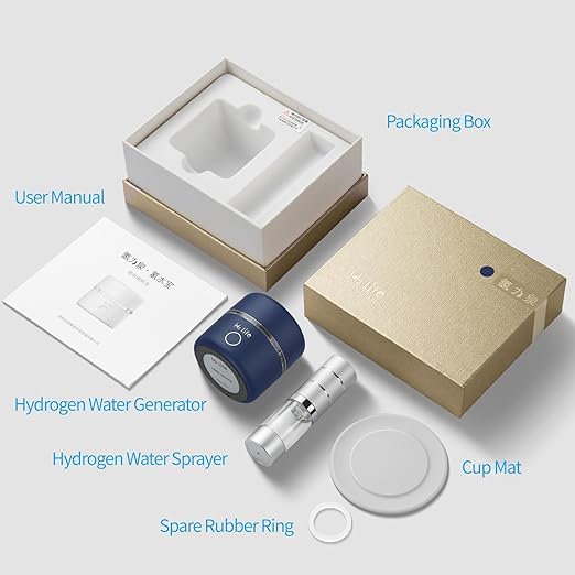 Portable Hydrogen Water Bottle Generator 3200PPB Rechargeable with PEM SPE Technology for Home Travel Sport Drinking Improve Health (Blue)