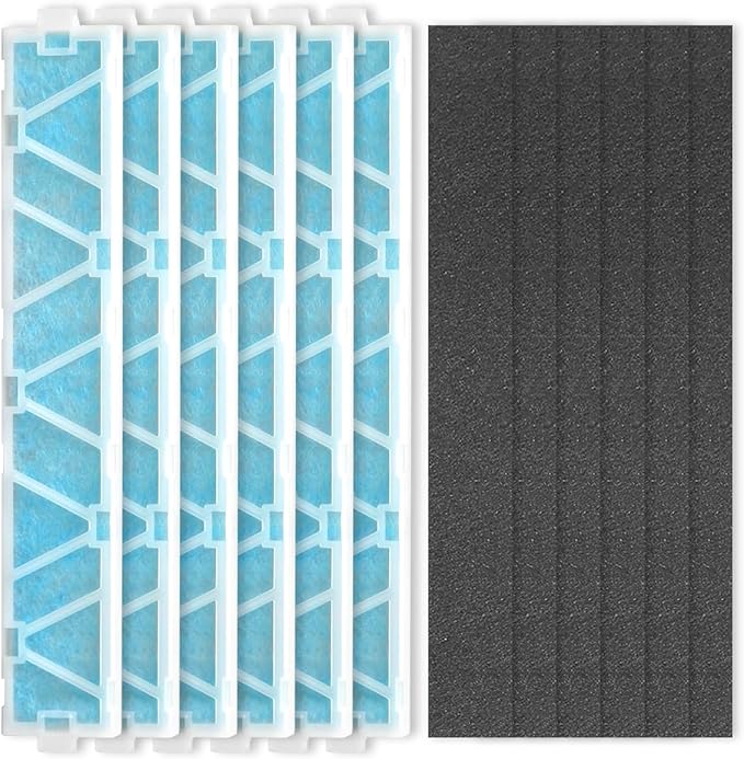 6-Pack MAC-408FT-E Replacement Filter and 6-Pack Carbon Filter Compatible with Mitsubishi Electric MAC-408FT-E MSL-GL15NA Air Conditioner Filter