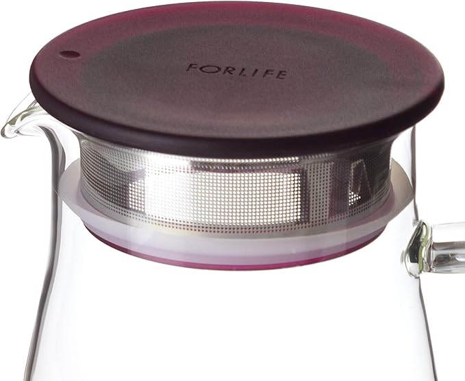 FORLIFE Flask Glass Iced Tea Jug 64oz, Cranberry