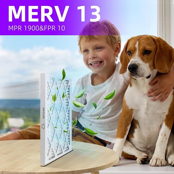 14x24x1 MERV 13 (6-Pack) Pleated Air Filter (Actual Size: 13.75" x 23.75" x 0.75") MPR 1900 & FPR 10, Furnace Air Filters