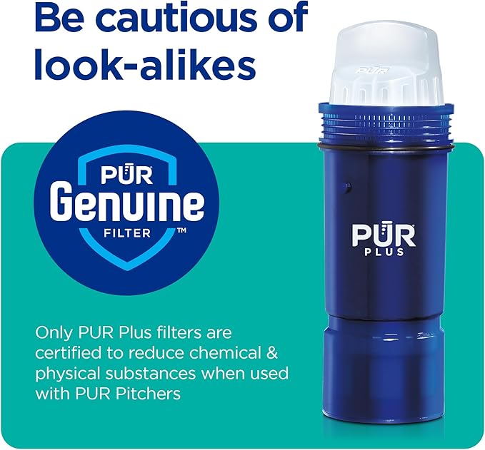 PUR PLUS Lead Reducing Water Pitcher and Dispenser Replacement Filter 1-Pack, NSF and WQA Certified – Compatible with all PUR brand Pitchers and Dispensers, Blue, PPF951K1