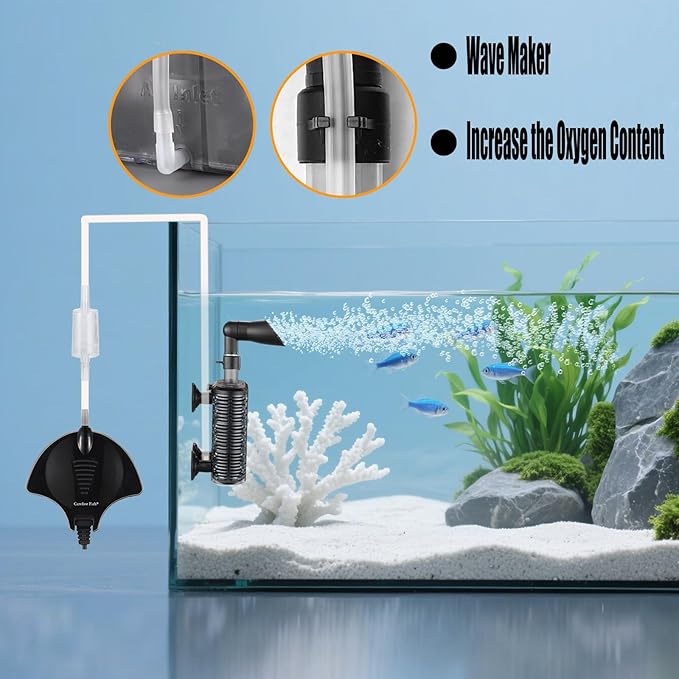 Carefree Fish Aquarium Small Sponge Filter Air-Operated Quiet for 3~10Gal Fish Tank for Saltwater and Freshwater with 3Ft Tubing Biochemical Filtration Balls and Fluidized Beds(Not Include Air Pump)