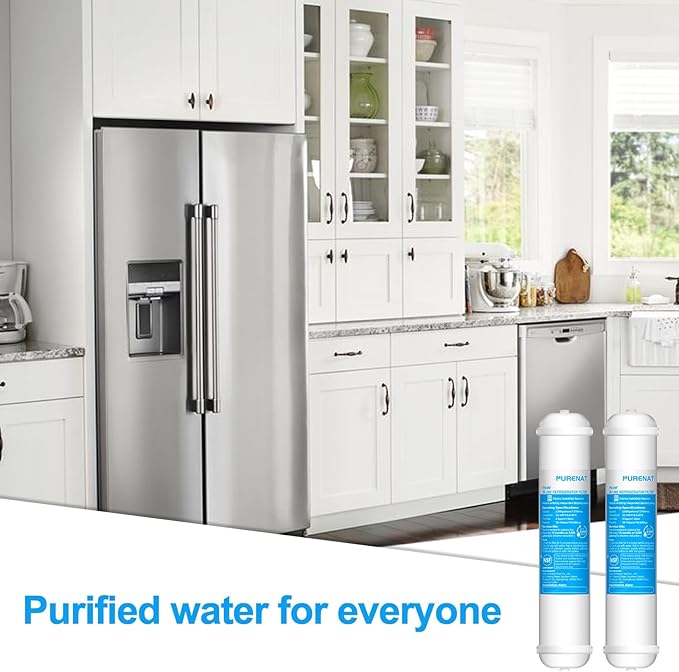 Inline Water Filter for Refrigerator and Ice Maker(2 Pack),1/4" Push Connect Post Carbon Filter Replacement for Reverse Osmosis Water System