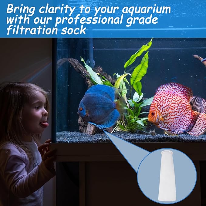Oudain 16 Pack 4 Inch Ring Filter Socks 200 ?m Aquarium Bags 4 Inch Ring by 15 Inch Long Socks for Fish Tank Freshwater Saltwater Aquariums
