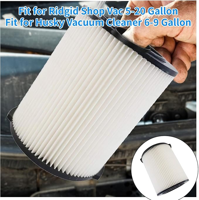MZY LLC 2 Pack VF4000 Filter Replacement for Ridgid for Shop Vac 5-20 Gallon Wet Dry Vacuums + 4 Pack Foam Sleeve for Ridgid Wet Dry Vacuum + 1 Pack Brush Cleaner (7 Pack)