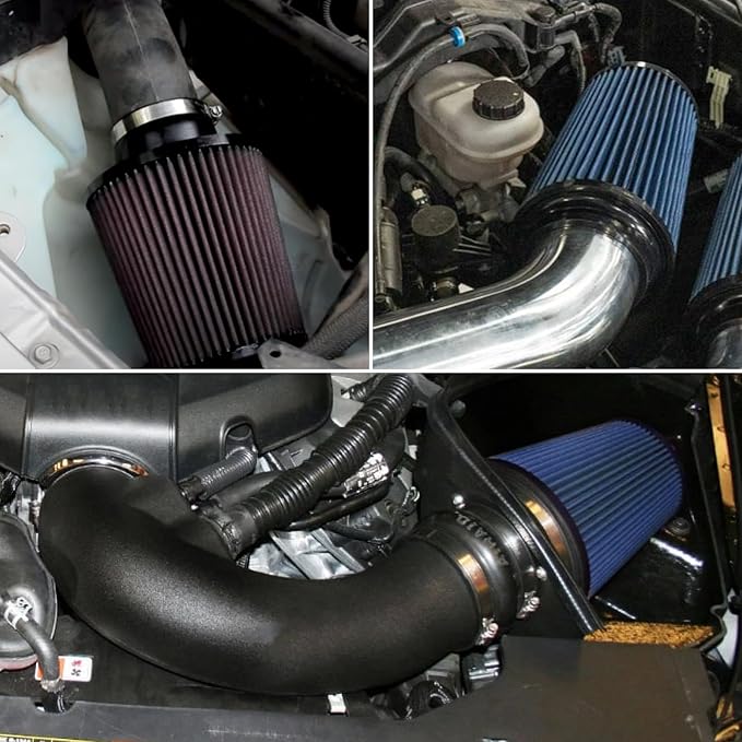 RULLINE 76mm 89mm 102mm Air Filter 3" 3.5" 4" Cold Air Intake Universal Clamp-On Air Filter Three Different Size High Flow Round Tapered Cone Cool Cleaner Blue