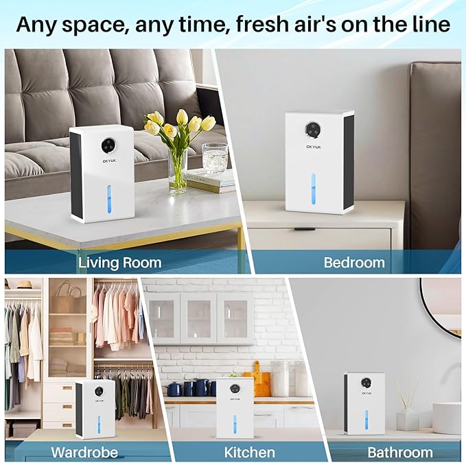 Dehumidifier, 95 oz dehumidifiers for home,1000 sq. ft Dehumidifiers for Bedroom with 7 Colors LED Light, Ultra Quiet & Auto Shut off dehumidifiers for basements Ideal for RV, Bathroom, Bedroom