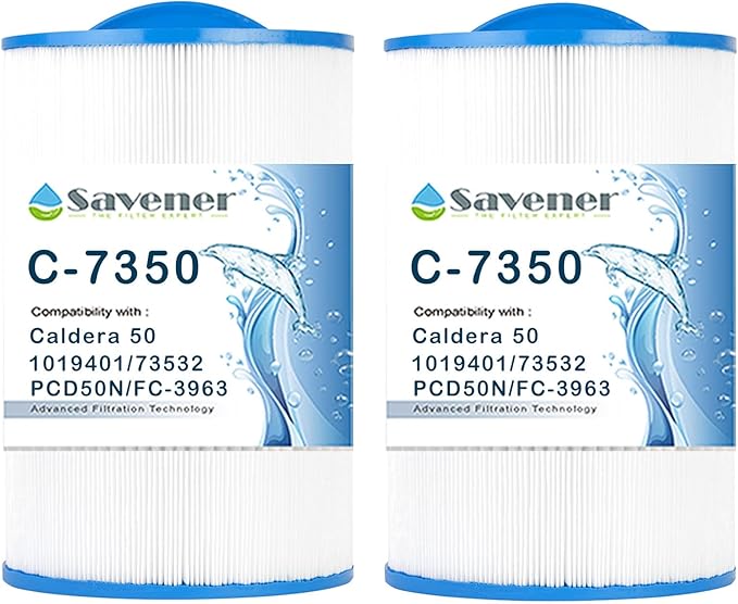 Spa Filter Compatible with Caldera 50, Caldera Spas, Unicel C-7350, 1019401, 73532, PCD50N, FC-3963, 50 sq.ft hot tub Filter, 2 Pack