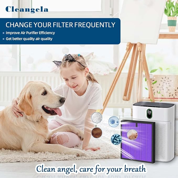 4 Pack HY4866 Air Purifier Replacement Filter for MORENTO HY4866, WESTHEY HY4866, YIOU M1 Air Cleaner Purifiers, HY4866 Filter Replacement Multifunction Version Air Purifier Filters + 1 Cleaning Brush